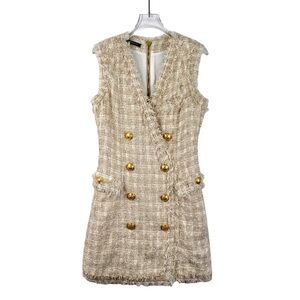 Balmain Elegant Tweed Sleeveless Dress